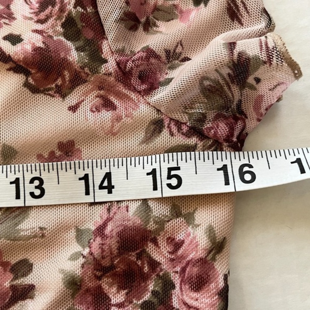 Y2K Floral Sheer Mesh Top Medium Fairy Front Tie Whimsical Festival Romantic - Picture 4 of 8